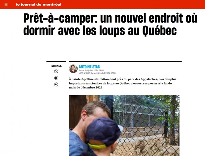 Prêt-à-camper: un nouvel endroit où dormir avec les loups au Québec (JDM)