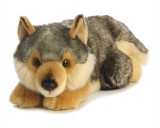 Loup en peluche réaliste couché Miyoni